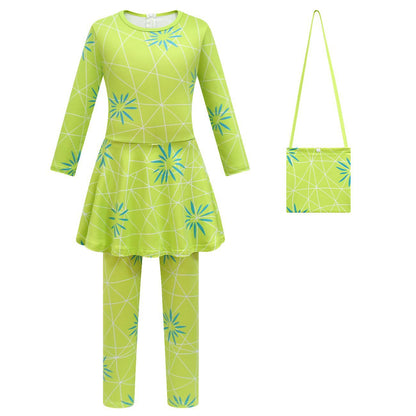 Girls Joy Inside Out Costume Movie Character Joy Cosplay Dress with Leggings Cosplay Outfit