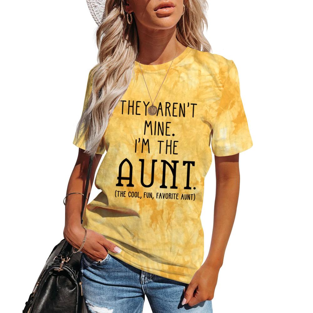 I'M THE AUNT Tie Dye Letter Print Crew Neck Short Sleeve Tee