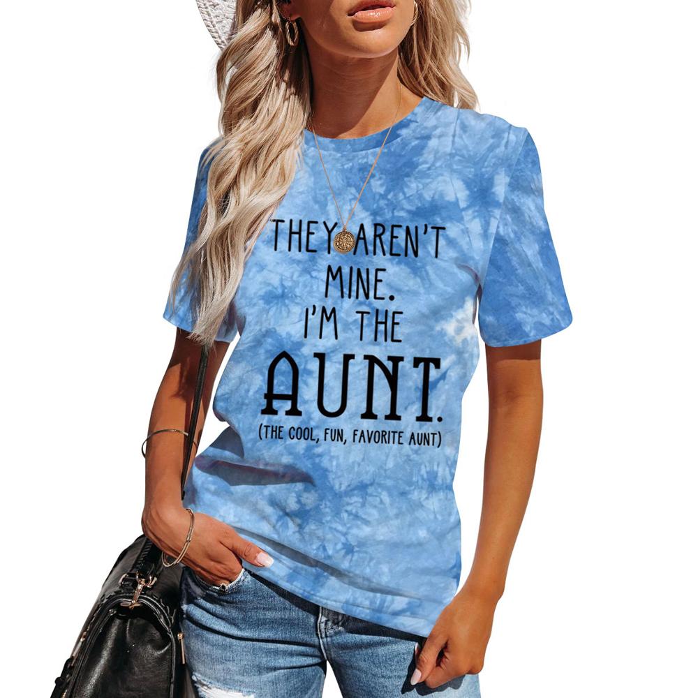 I'M THE AUNT Tie Dye Letter Print Crew Neck Short Sleeve Tee