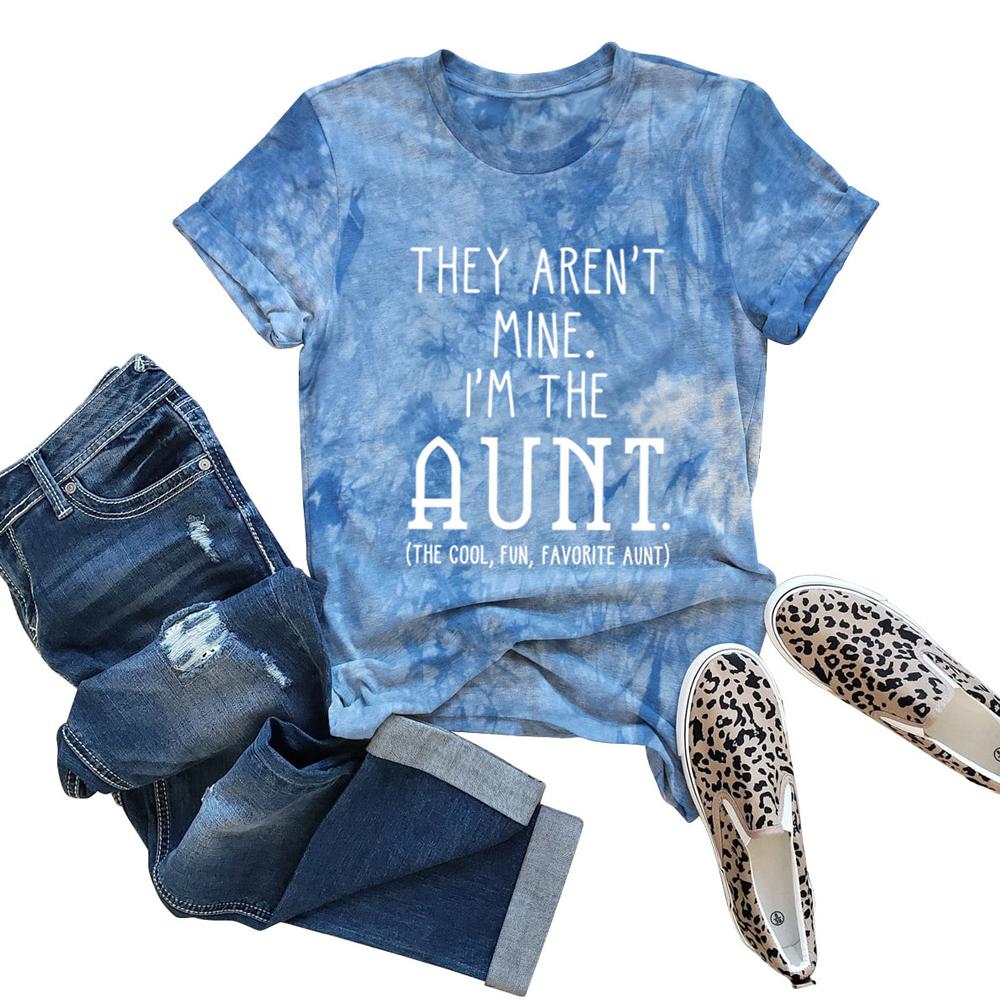 I'M THE AUNT Tie Dye Letter Print Crew Neck Short Sleeve Tee