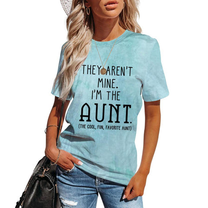 I'M THE AUNT Tie Dye Letter Print Crew Neck Short Sleeve Tee