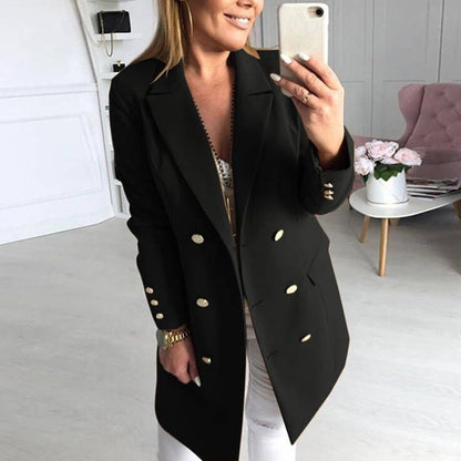 Plus Lapel Collar Double Button Trench Coat Premium Solid Wool-Mix Midi Overcoat