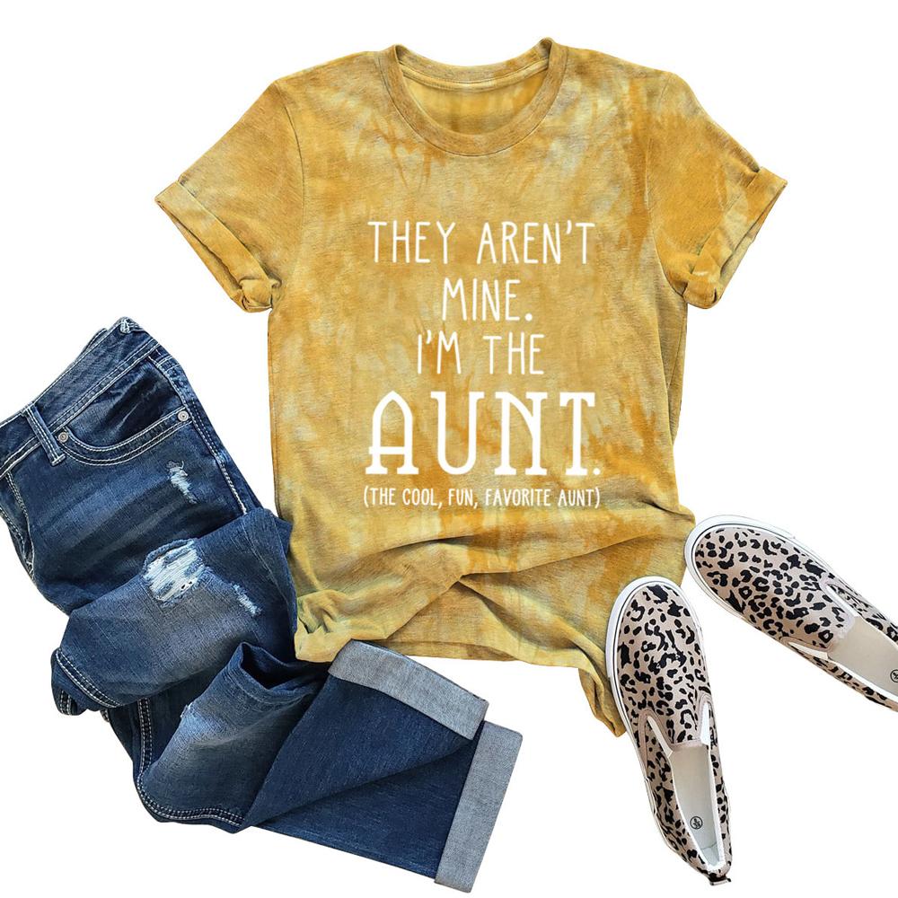 I'M THE AUNT Tie Dye Letter Print Crew Neck Short Sleeve Tee