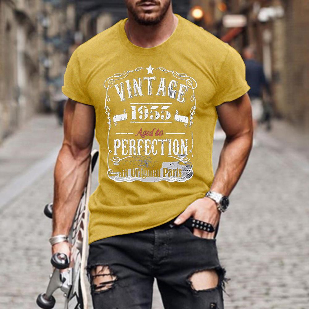 VINTAGE 1955 Men Letter Print Round Neck Short Sleeve T-Shirt