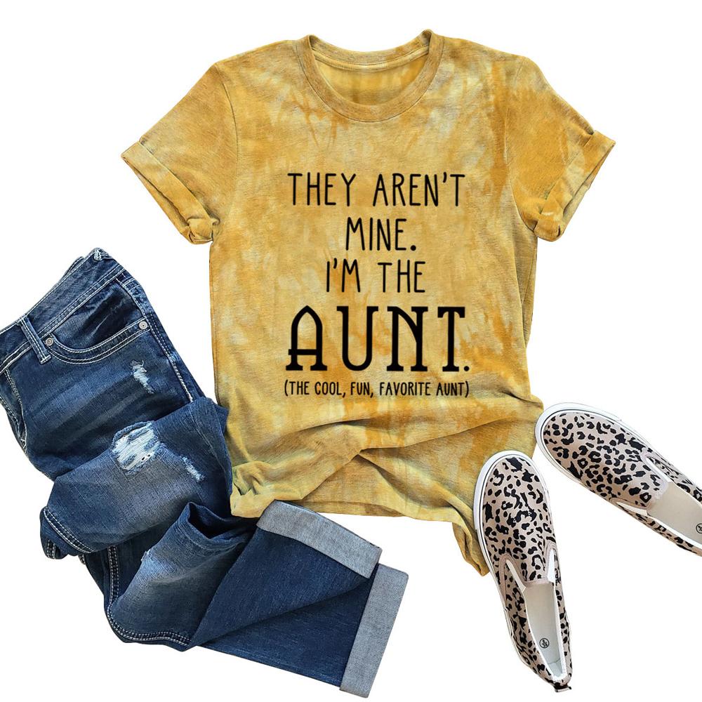 I'M THE AUNT Tie Dye Letter Print Crew Neck Short Sleeve Tee
