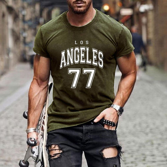 Men Letter and Number Print Crewneck Short Sleeve T-Shirt