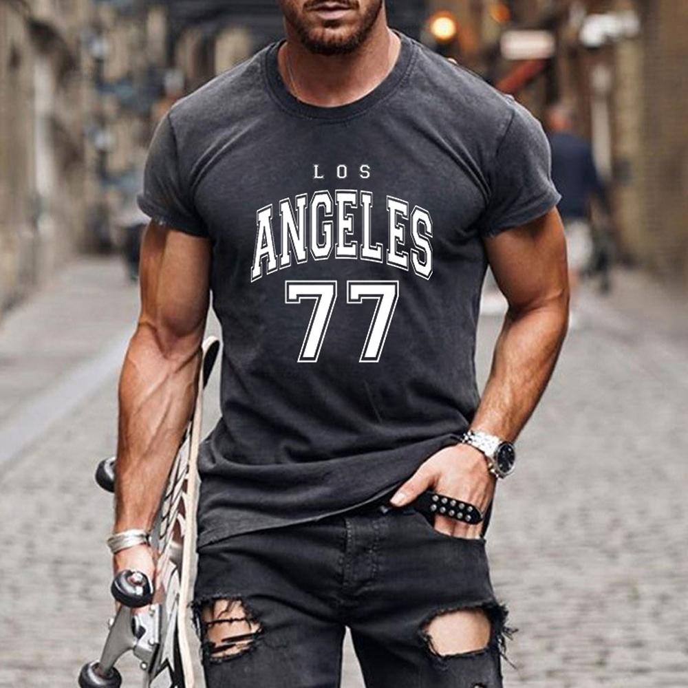 Men Letter and Number Print Crewneck Short Sleeve T-Shirt