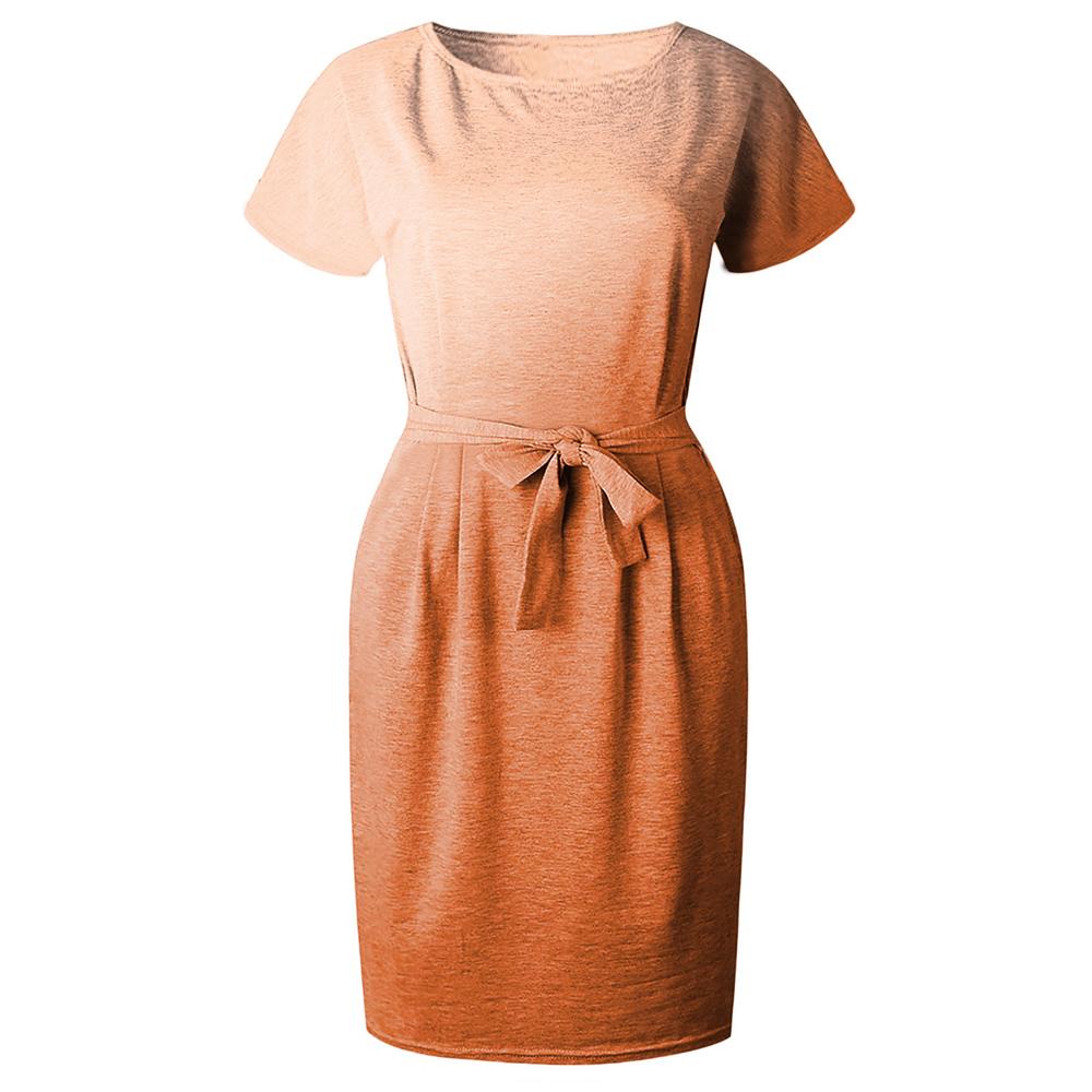 Floral & Ombre Printed Round Neck Short Sleeve Belted Dress