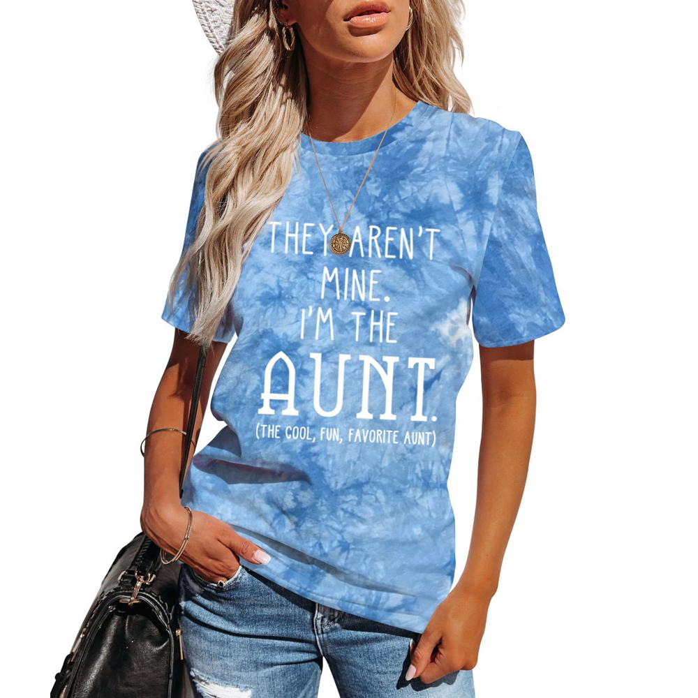 I'M THE AUNT Tie Dye Letter Print Crew Neck Short Sleeve Tee