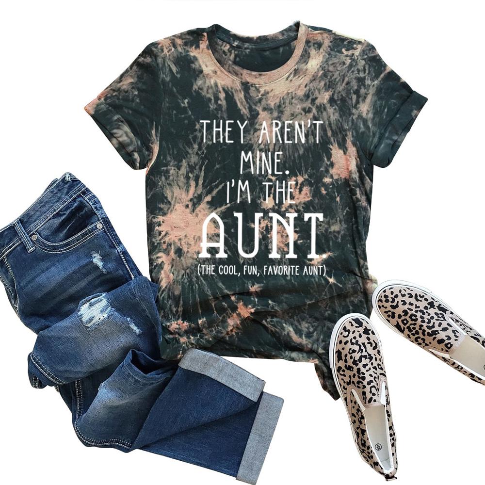 I'M THE AUNT Tie Dye Letter Print Crew Neck Short Sleeve Tee