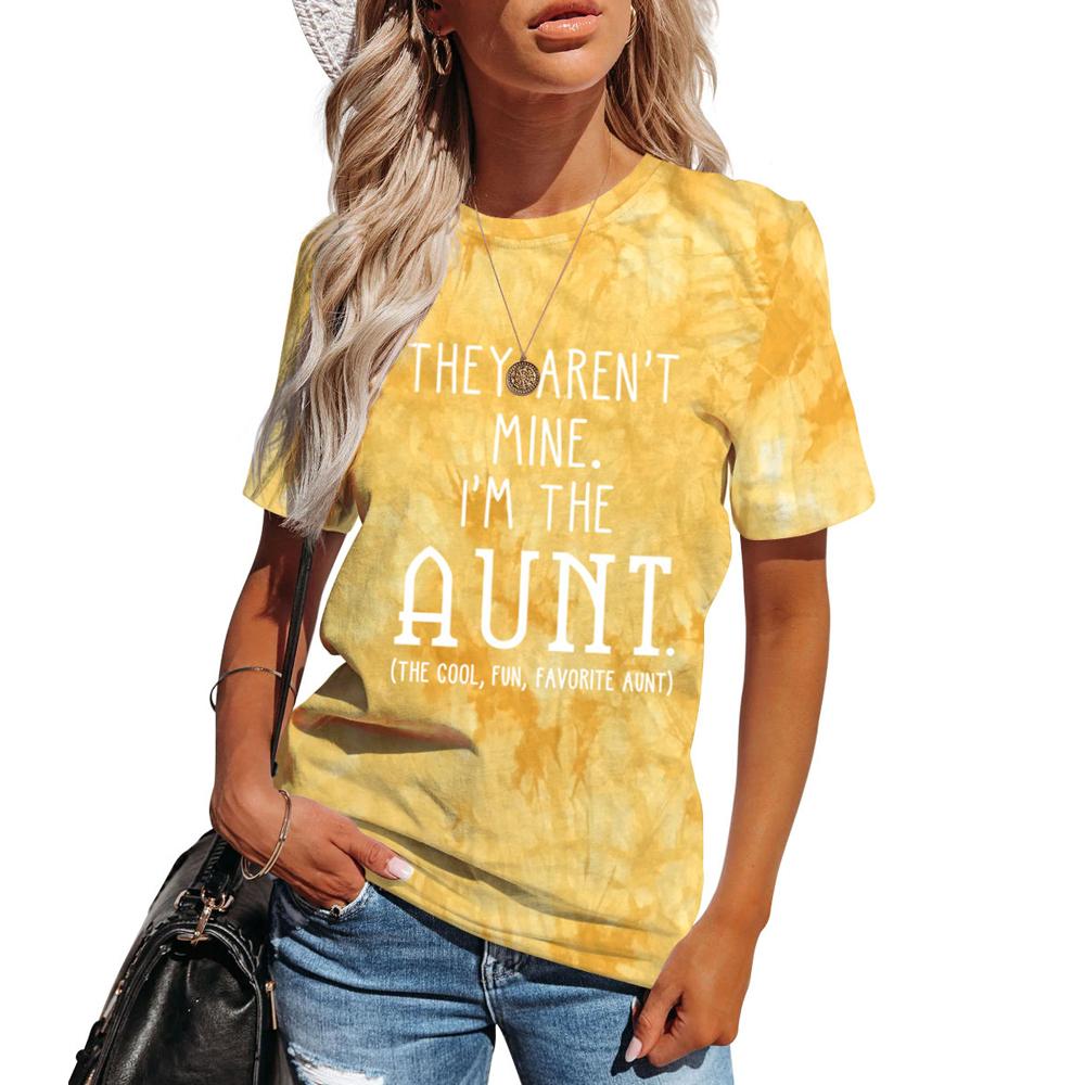 I'M THE AUNT Tie Dye Letter Print Crew Neck Short Sleeve Tee