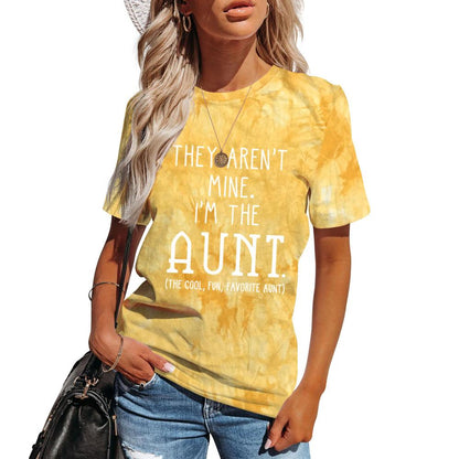 I'M THE AUNT Tie Dye Letter Print Crew Neck Short Sleeve Tee