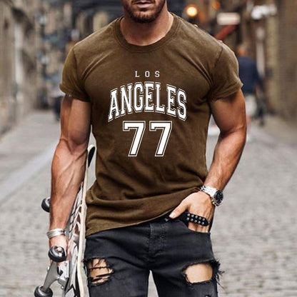 Men Letter and Number Print Crewneck Short Sleeve T-Shirt