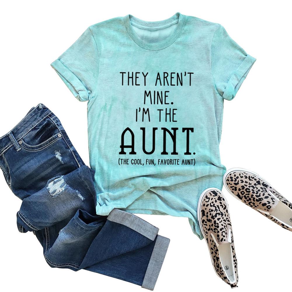 I'M THE AUNT Tie Dye Letter Print Crew Neck Short Sleeve Tee