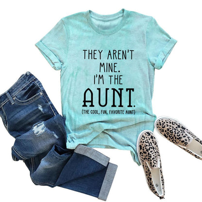 I'M THE AUNT Tie Dye Letter Print Crew Neck Short Sleeve Tee
