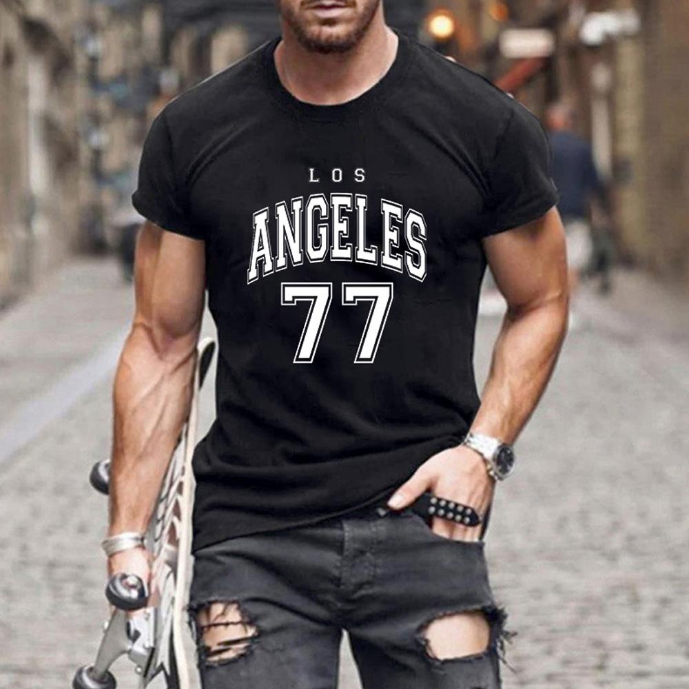 Men Letter and Number Print Crewneck Short Sleeve T-Shirt