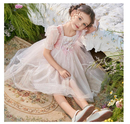 Girl Mermaid Princess Dress Cute Puff Sleeve Sequin Ball Gown Dress Fancy Dress Up Costume