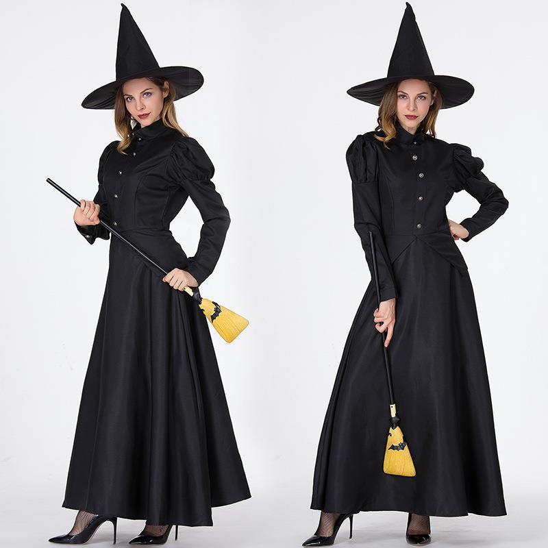 Kids Adult Wicked the Witch Costume Mommy and Me Halloween Cosplay Outfit with Witch Hat