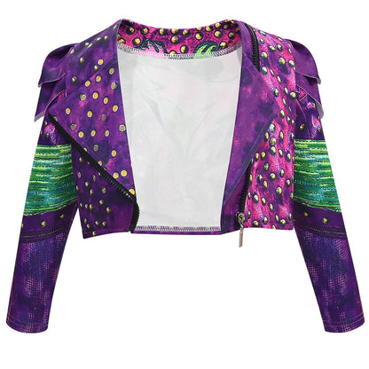 Kids Dragon Queen Outfit Girls Mal Vest Tops Pants and Wigs Full Set for Halloween Carnival