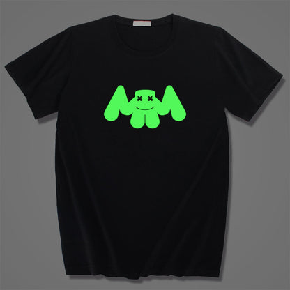 Kids DJ Marsh-mello Luminous T-shirt Funny DJ Rock Music Glow in The Dark Tops for Boys and Girls