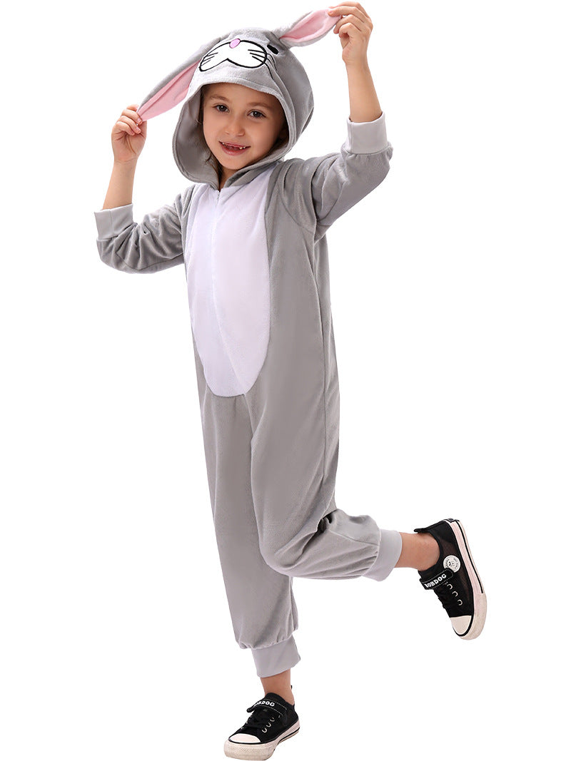 Kids Bunny Costume Girls Boys Fuzzy Bunny Onesie Unisex Easter Outfit