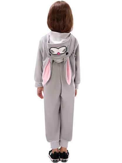 Kids Bunny Costume Girls Boys Fuzzy Bunny Onesie Unisex Easter Outfit