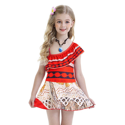 Girls Moana Swimsuits Beautiful Princess Moana Dress Beach Vacation Cosplay Swimwear