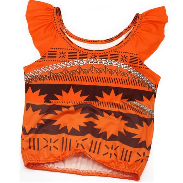 Kids Moanna Swimsuits Beach Vacation Cosplay Costume Girl's Swim Top and Skirt Bottoms