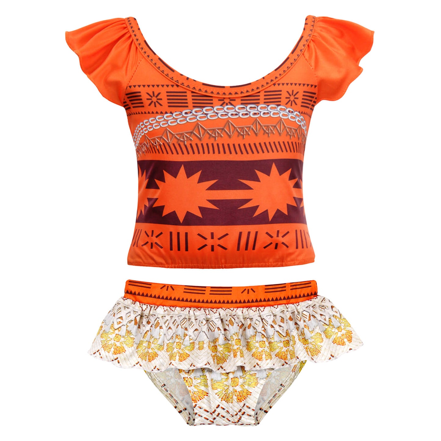 Kids Moanna Swimsuits Beach Vacation Cosplay Costume Girl's Swim Top and Skirt Bottoms