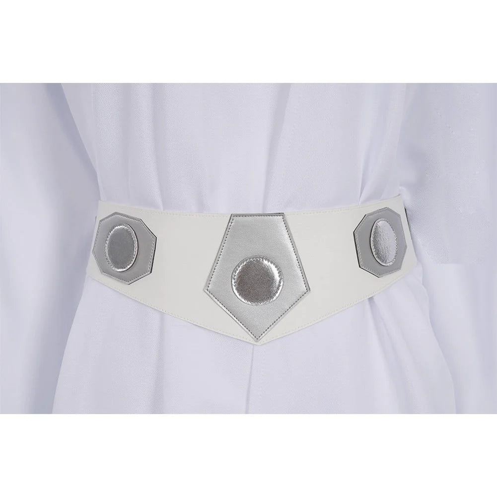 Princess Leia Costume Woman White Hooded Long Dress Movie Leia Organa Cosplay Outfit Set