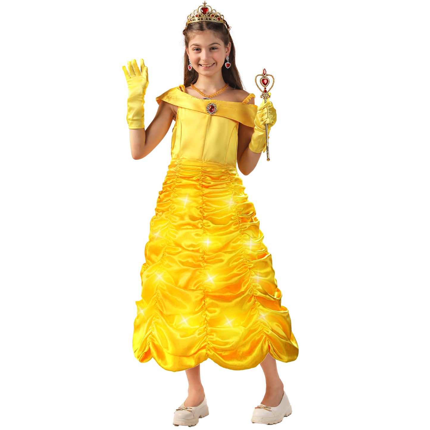 Light-up Princess Belle Costume Girls Princess Belle Dress Up Cosplay Outfit