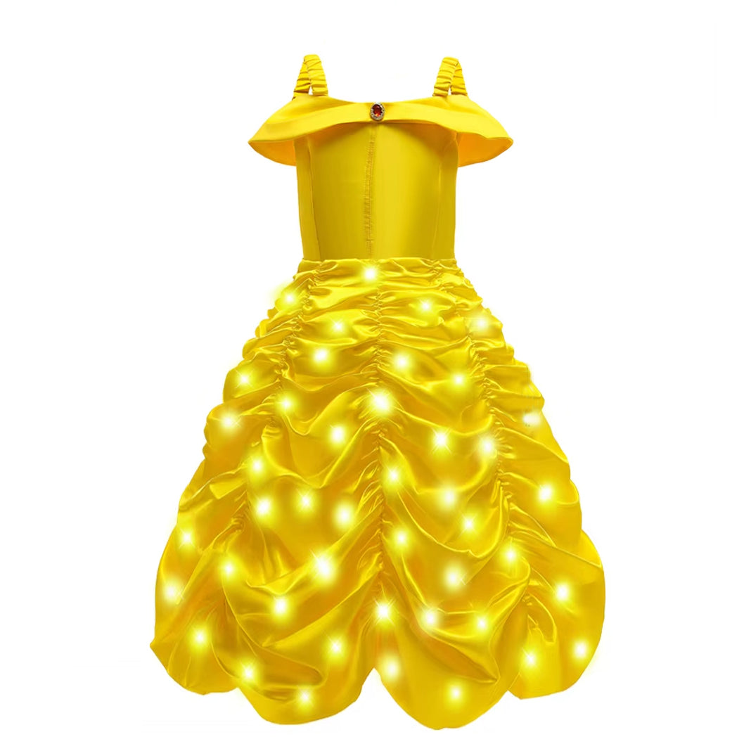 Light-up Princess Belle Costume Girls Princess Belle Dress Up Cosplay Outfit