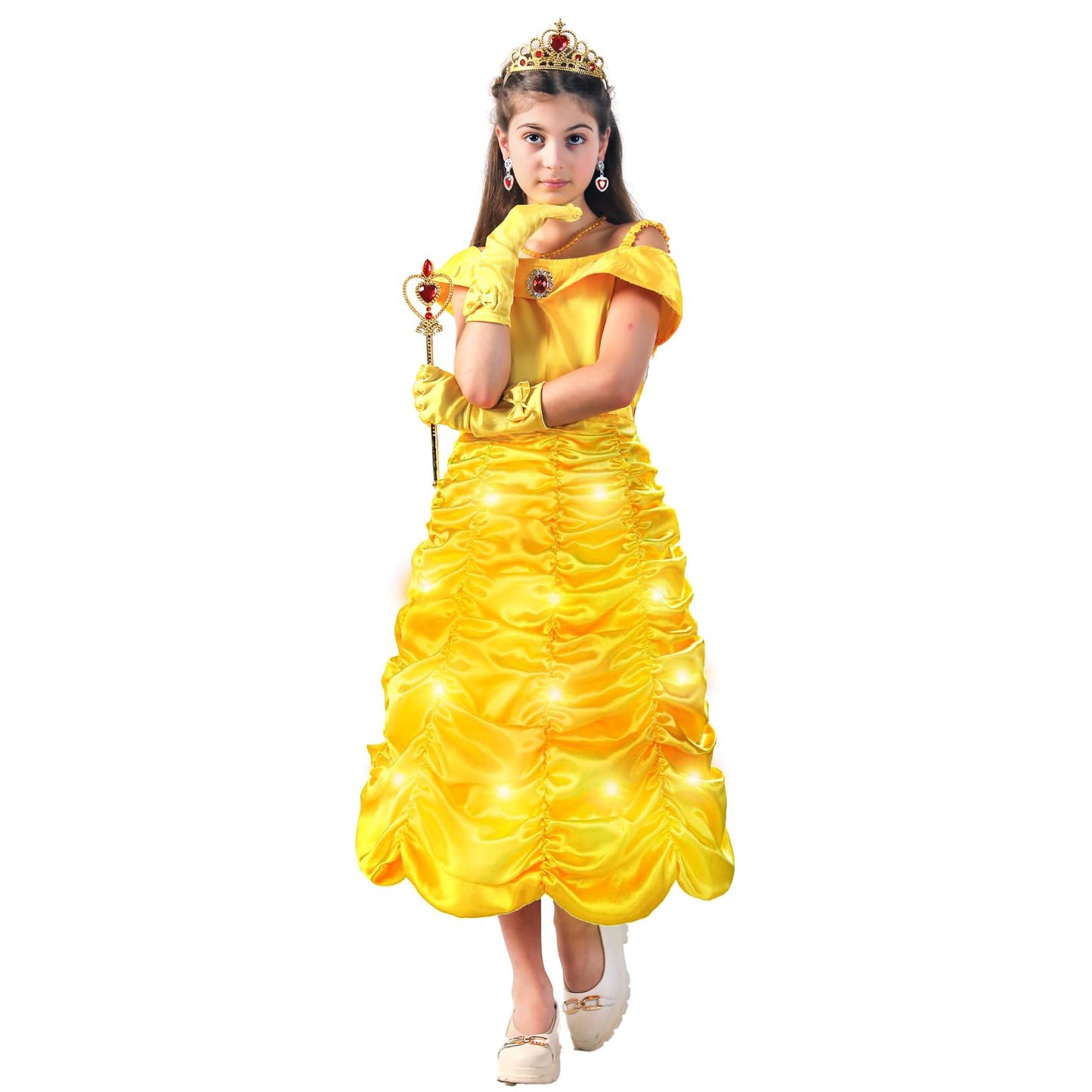 Light-up Princess Belle Costume Girls Princess Belle Dress Up Cosplay Outfit