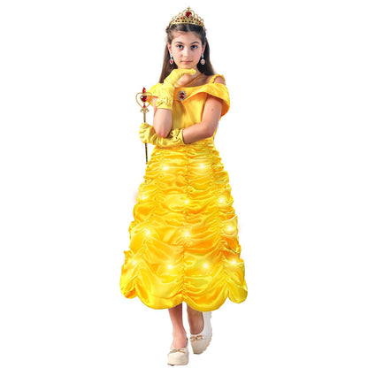 Light-up Princess Belle Costume Girls Princess Belle Dress Up Cosplay Outfit
