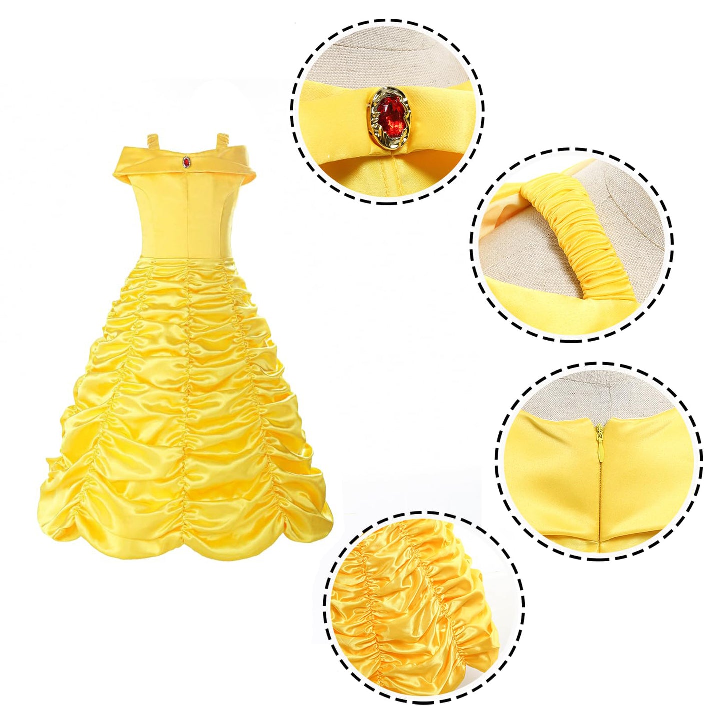 Light-up Princess Belle Costume Girls Princess Belle Dress Up Cosplay Outfit