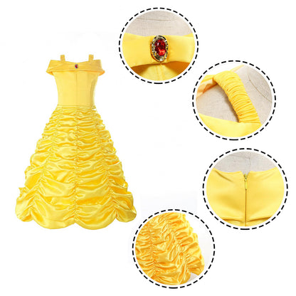 Light-up Princess Belle Costume Girls Princess Belle Dress Up Cosplay Outfit