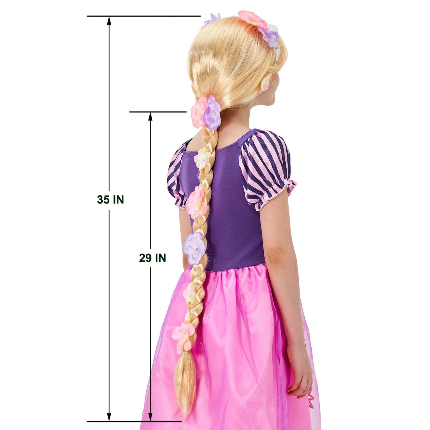 Light-up Princess Dress Girls Party Dress Up Outfit Long Hair Princess Costume
