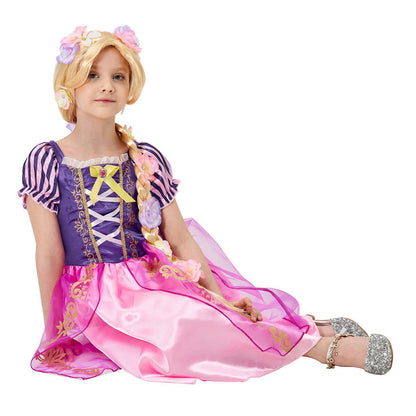 Light-up Princess Dress Girls Party Dress Up Outfit Long Hair Princess Costume