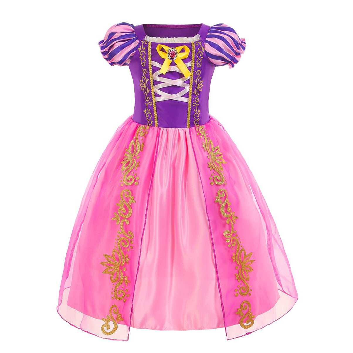 Light-up Princess Dress Girls Party Dress Up Outfit Long Hair Princess Costume
