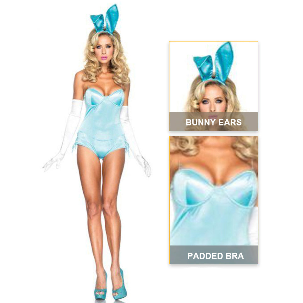 Sexy Bunny Costume Black Blue Bunny Girl Suit Role Play Dress Up Outfit