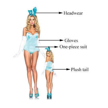 Sexy Bunny Costume Black Blue Bunny Girl Suit Role Play Dress Up Outfit