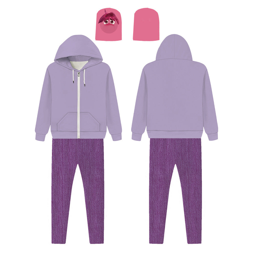 Inside Out 2 Embarrassment Costume New Emotion Embarrassment Hoodie Pants and Helmet for Halloween Cosplay