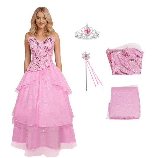 Glinda The Good Witch Costume Pink Witch Fancy Dress for Party Event Musical