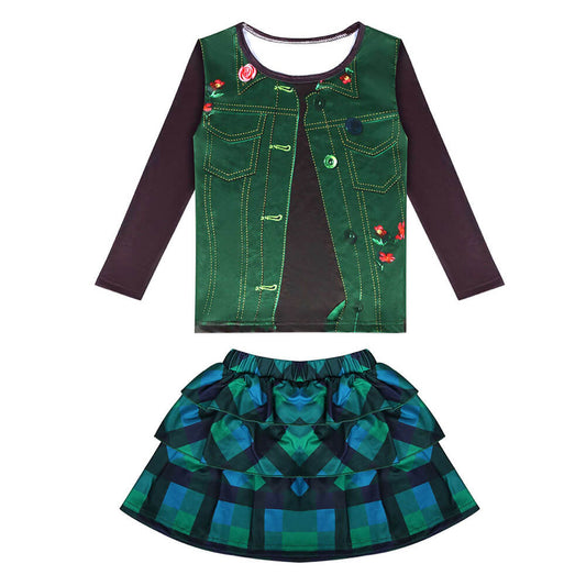 Kids Zombies Zoey Cosplay Suit Tops and Skirt Full Set for Girls Fancy Outfits