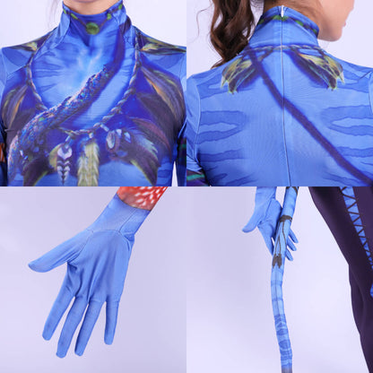 Neytiri/Jake Sully Blue Costume Halloween Cosplay Jumpsuit and Accessory for Role Play