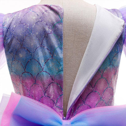 Girls Purple Princess Arial Dress Little Mermaid Costume 6 Layers Cake Dress Birthday Party Tutu Dress