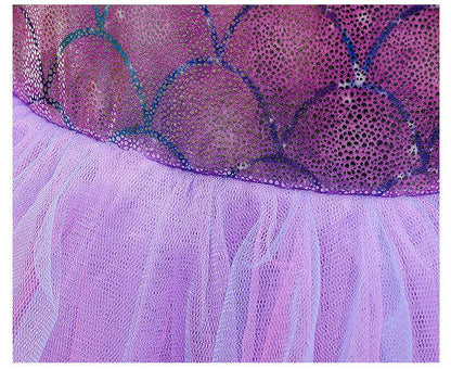 Girls Purple Princess Arial Dress Little Mermaid Costume 6 Layers Cake Dress Birthday Party Tutu Dress