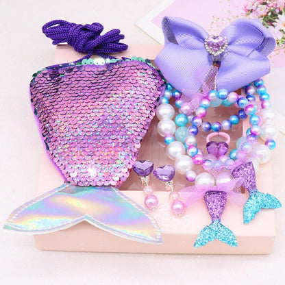 Kids Little Mermaid Dress Princess Ariel Cosplay Costume Flying Sleeve Multi-layered Tutu Dress