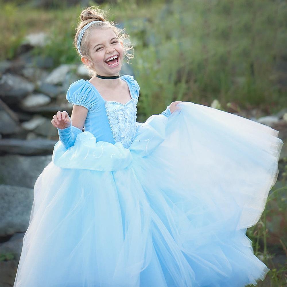Kids Cinderella Dress Party Birthday Dress Up Princess Dress Halloween Costumes