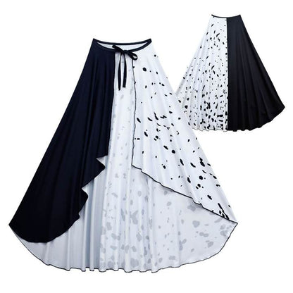 Kids Black and White Costume Halloween Jumpsuit with Cape Cosplay Outfit